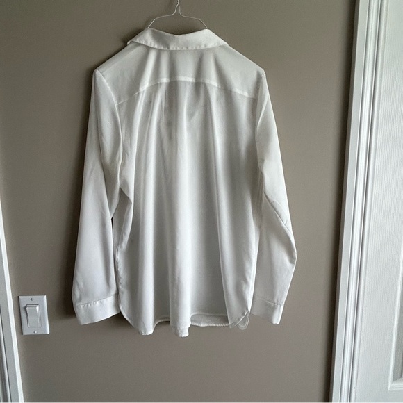 Calvin Klein White Dress Top with gold accent loops that ties at the neckline - Picture 6 of 14